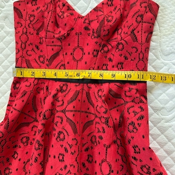 ASOS Dress Spaghetti Strap Red Floral Corset Bodice Sz 0 - Picture 9 of 11